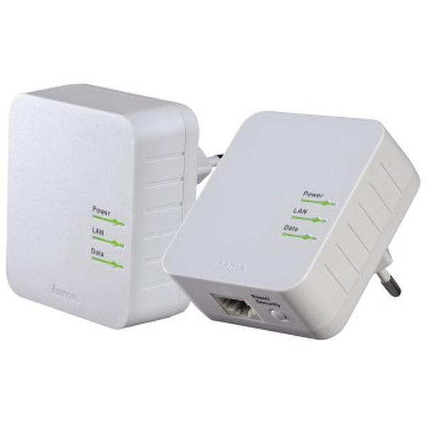 Hama 00053184 500Мбит/с Подключение Ethernet Белый 2шт PowerLine network adapter