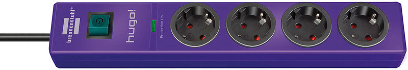 Brennenstuhl hugo! 19.500A 4-w 2m 4AC outlet(s) 2m Violett Spannungsschutz