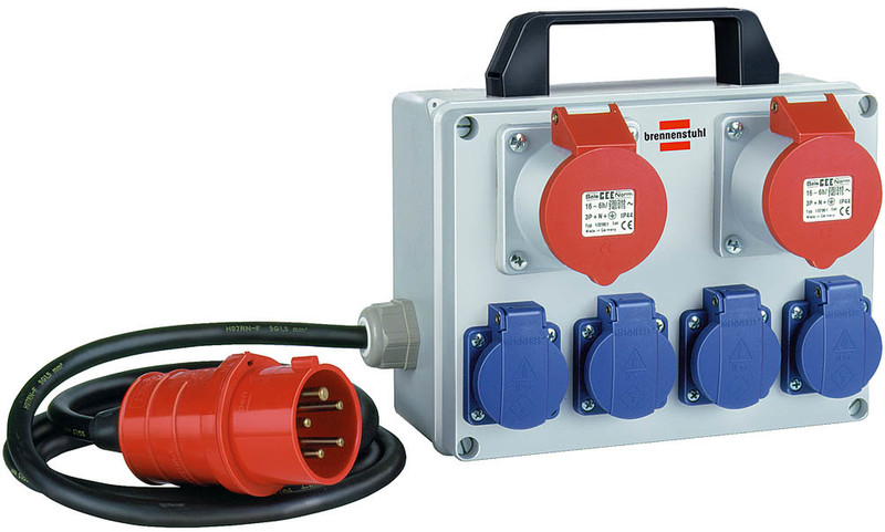 Brennenstuhl BKV 2/4 T IP44 6AC outlet(s) Black,Blue,Grey,Red power distribution unit (PDU)