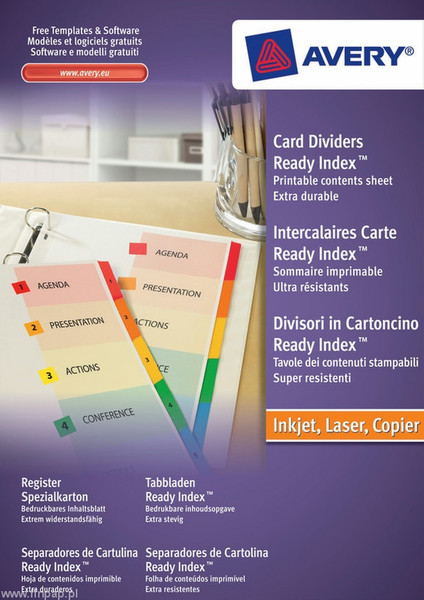 Avery ReadyIndex, 10 Cardboard Multicolour 10pc(s) divider