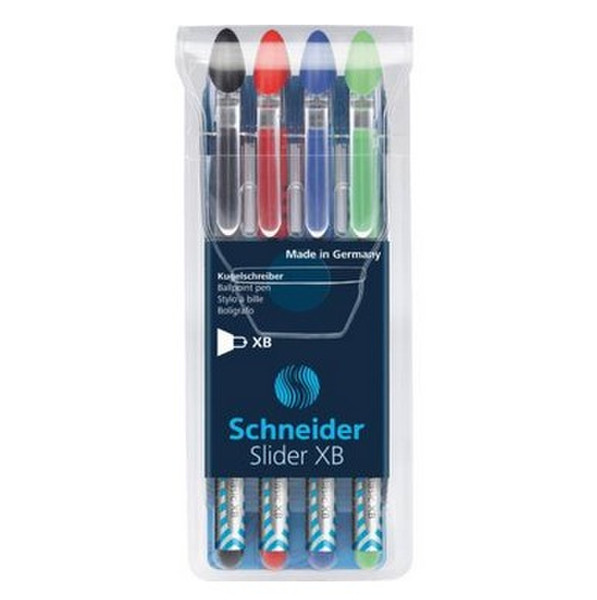 Schneider Slider Basic Stick ballpoint pen Extradick Schwarz, Blau, Grün, Rot 4Stück(e)