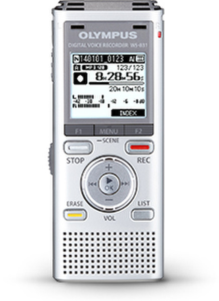 Olympus WS-831 Internal memory & flash card Cеребряный диктофон
