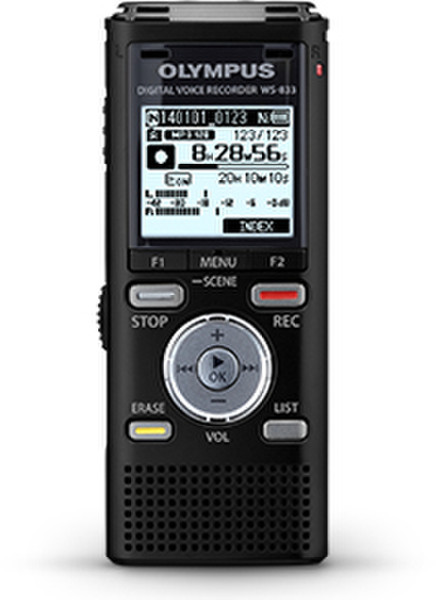 Olympus WS-833 Internal memory & flash card Черный диктофон