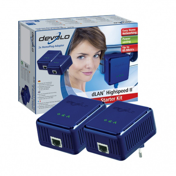 Devolo dLAN® Highspeed Ethernet II Starter Kit 85Мбит/с сетевая карта