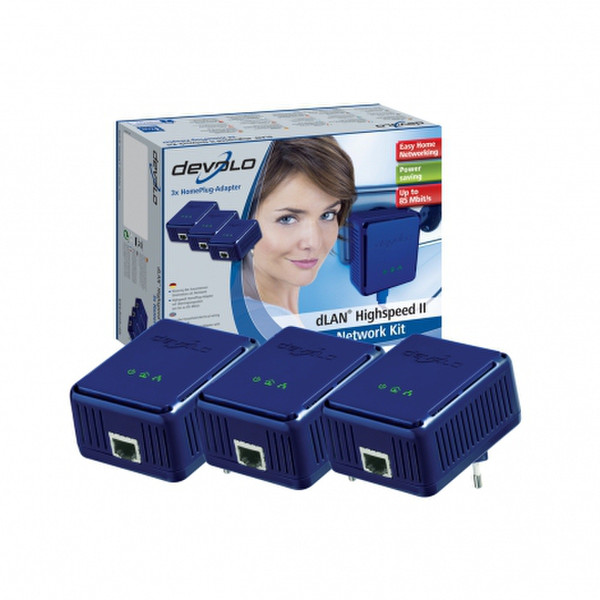 Devolo dLAN Highspeed Ethernet II Network Kit 85Mbit/s Netzwerkkarte