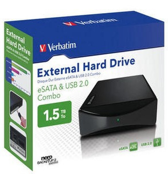 Verbatim External Hard Drive eSATA / USB Combo Drive 1.5TB 1500ГБ Черный внешний жесткий диск