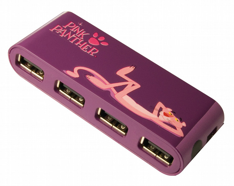 Sweex Pink Panther External 4-port Hub USB 2.0 480Мбит/с Розовый хаб-разветвитель