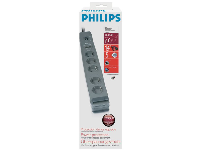 Philips SPN6530/10 5AC outlet(s) 1.4m Grey surge protector