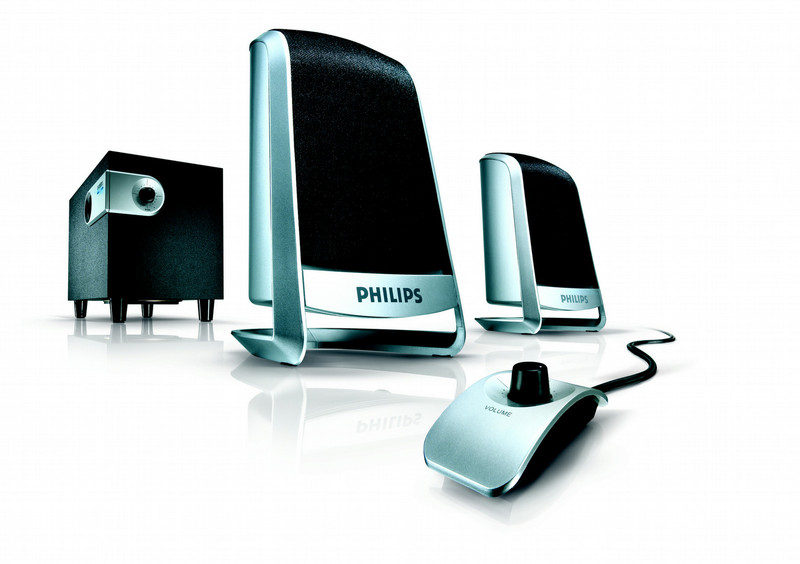 Philips SPA2300/17 19Вт Черный, Cеребряный набор аудио колонок