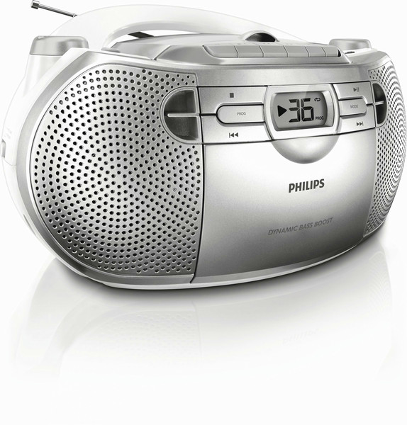 Philips AZ1027/93 2Вт Cеребряный домашний музыкальный центр