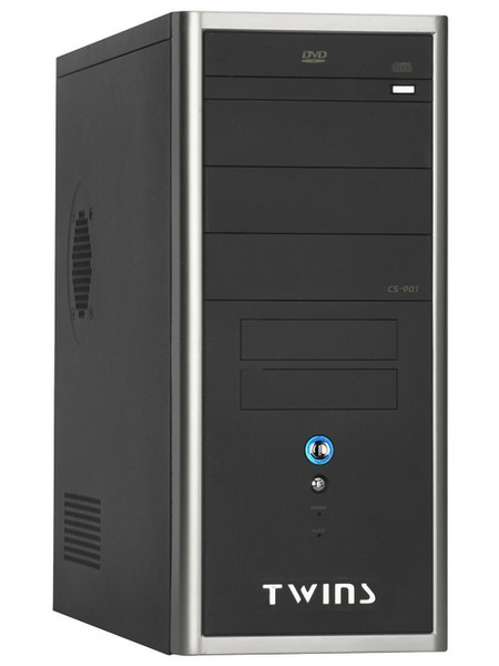 Modecom TWINS midi & PREMIUM 400 Midi-Tower 400W Schwarz, Silber Computer-Gehäuse