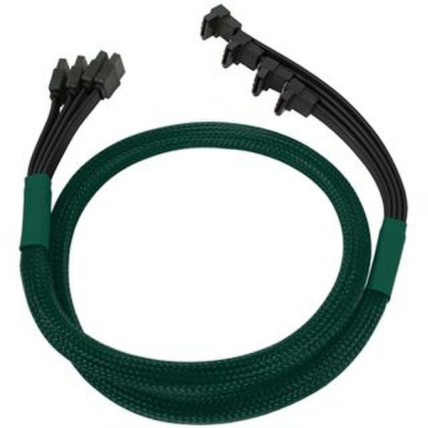 Nanoxia 4x SATA - 4x SATA, 0.85m 0.85м SATA III 7-pin SATA III 7-pin Черный, Зеленый кабель SATA