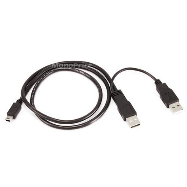 Monoprice 105620 0.7м 2 x USB A Mini-USB B Черный кабель USB