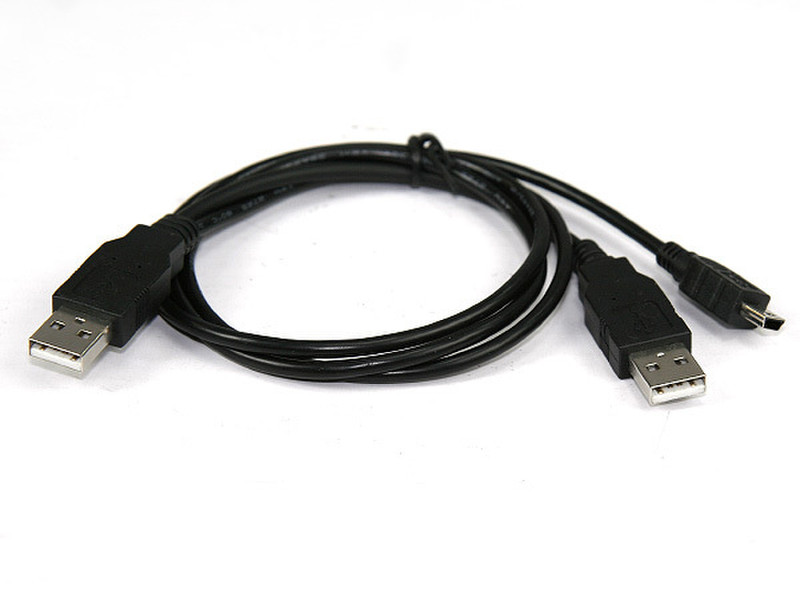 Connectland C-ALIM-USB5P-2XA/M 1m USB A USB A/Mini-USB A Schwarz