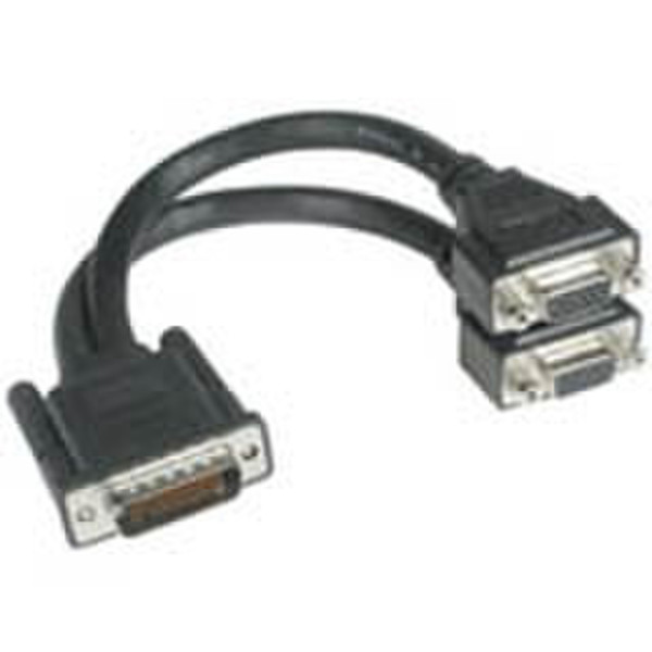 C2G 9in LFH-59 (DMS-59) Male to 2 VGA Female Cable Black fiber optic cable