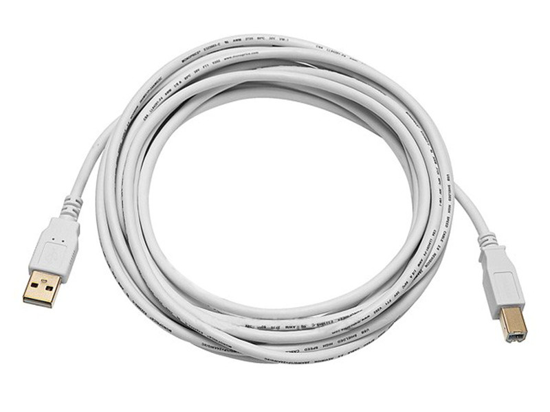 Monoprice 108617 3м USB A USB B Белый кабель USB