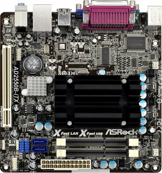 Asrock AD2550B-ITX Intel NM10 Express NA (интегрированный CPU) Mini ATX