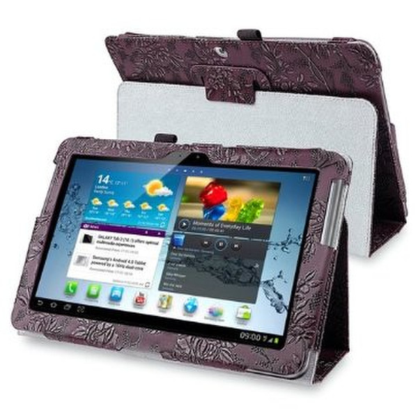 eForCity Leather Case with Stand for 10.1-Inch Samsung Galaxy Tab 2, Purple Flower (PSAMGLXTLC42)