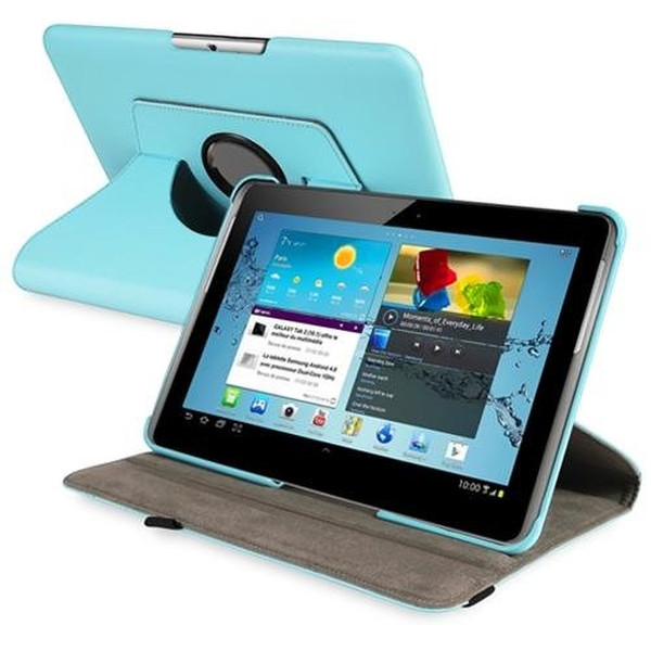 eForCity 10.1-Inch 360-Degree Swivel Leather Case for Samsung Galaxy Tab 2, Light Blue Version 2 (PSAMGLXTLC17)