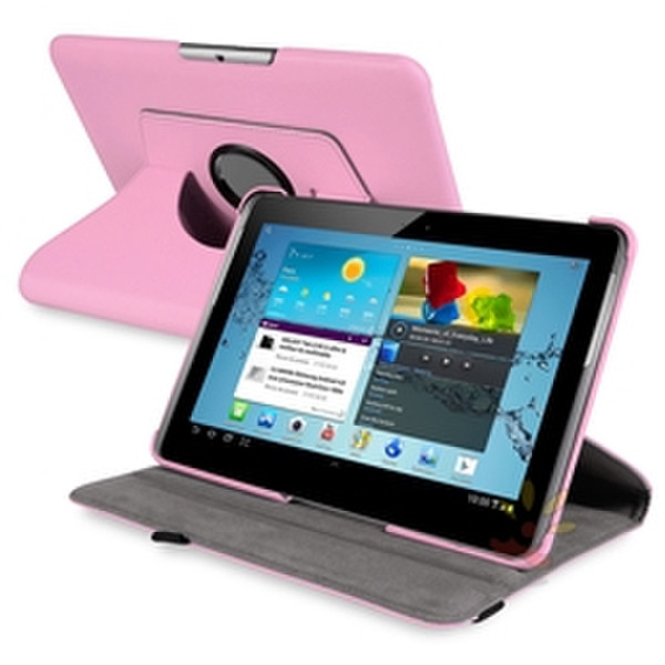 eForCity 10.1-Inch 360-Degree Swivel Leather Case for Samsung Galaxy Tab 2, Pink Version 2 (PSAMGLXTLC18)