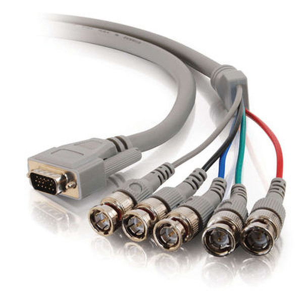 C2G 15ft Premium HD15M to 5-BNC Male Video Cable 4.57m VGA (D-Sub) Grey