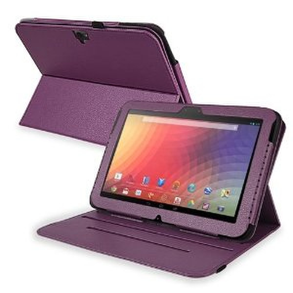 eForCity 360-Degree Swivel Rotating PU Leather Folio Cover Stand Case for Google Nexus 10, Purple (PGOLNEXULC15)