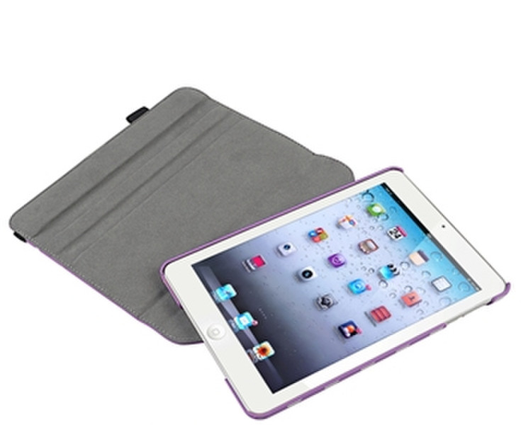 eForCity 360-Degree Swivel Leather Case for Apple iPad mini, Purple/White Polka Dot (PAPPIPDMLC59)