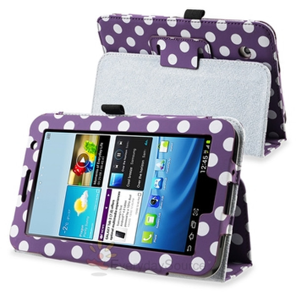 eForCity Leather Case with Stand for 7-Inch Samsung Galaxy Tab 2, Purple/White Polka Dot (PSAMGLXTLC30)