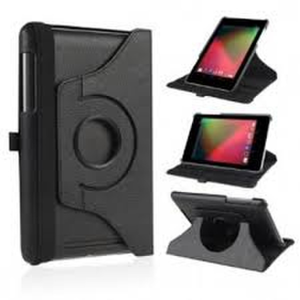 eForCity 360-Degree Swivel Rotating Faux Leather Case Pouch for Google Nexus 7, Black Version 2 (PGOLNEXULC10)