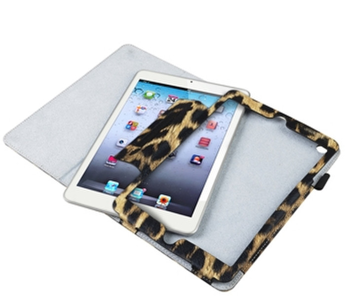 eForCity Leather Case with Stand for Apple iPad mini, Black/Yellow Leopard (PAPPIPDMLC68)