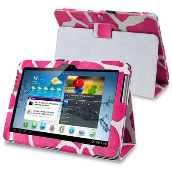 eForCity Leather Case with Stand for 10.1-Inch Samsung Galaxy Tab 2, Pink Giraffe (PSAMGLXTLC43)