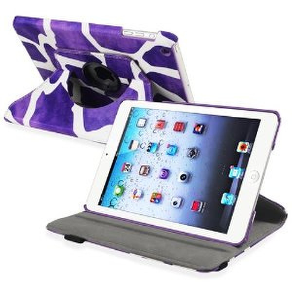 eForCity 360-Degree Swivel Leather Case for Apple iPad mini, Purple Giraffe (PAPPIPDMLC65)