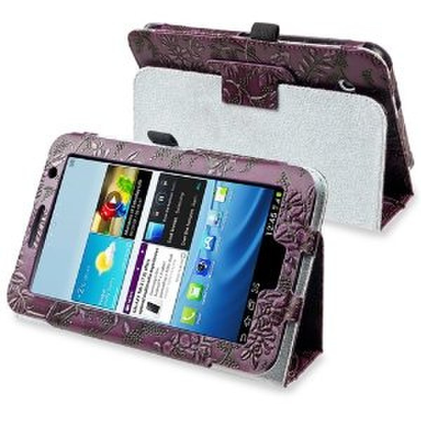 eForCity Leather Case with Stand for 7-Inch Samsung Galaxy Tab 2, Purple Flower (PSAMGLXTLC31)