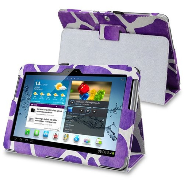 eForCity Leather Case with Stand for 10.1-Inch Samsung Galaxy Tab 2, Purple Giraffe (PSAMGLXTLC44)