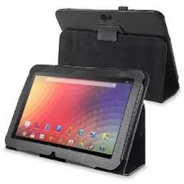 eForCity PU Leather Cover Case Stand Pouch for Google Nexus 10, Black (PGOLNEXULC11)