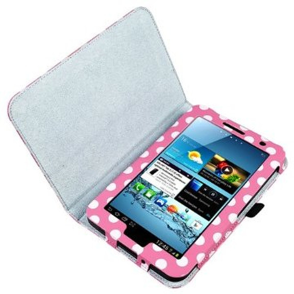 eForCity Leather Case with Stand for 7-Inch Samsung Galaxy Tab 2, Pink/White Polka (PSAMGLXTLC56)