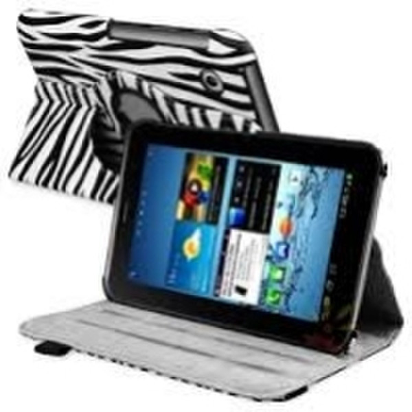 eForCity 7-Inch 360-Degree Swivel Leather Case for Samsung Galaxy Tab 2, White Zebra (PSAMGLXTLC50)