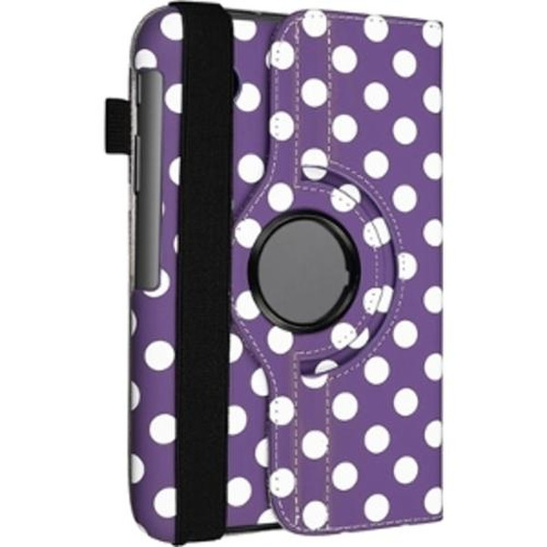 eForCity 360-Degree Swivel Leather Case for Samsung Galaxy Tab 2 7-Inch/P3100/P3110, Purple/White Polka Dot (PSAMGLXTLC54)