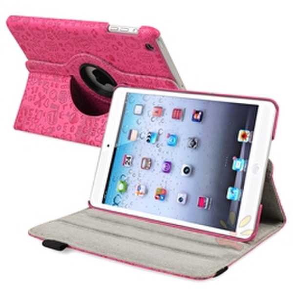 eForCity 360-Degree Swivel Leather Case for Apple iPad mini, Hot Pink (PAPPIPDMLC72)