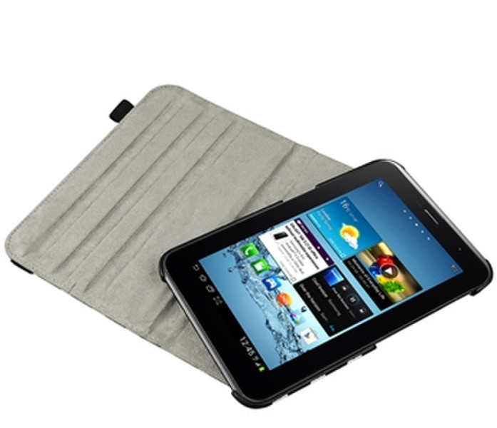 eForCity 7-Inch 360-Degree Swivel Leather Case for Samsung Galaxy Tab 2, Black/White Polka Dot (PSAMGLXTLC52)