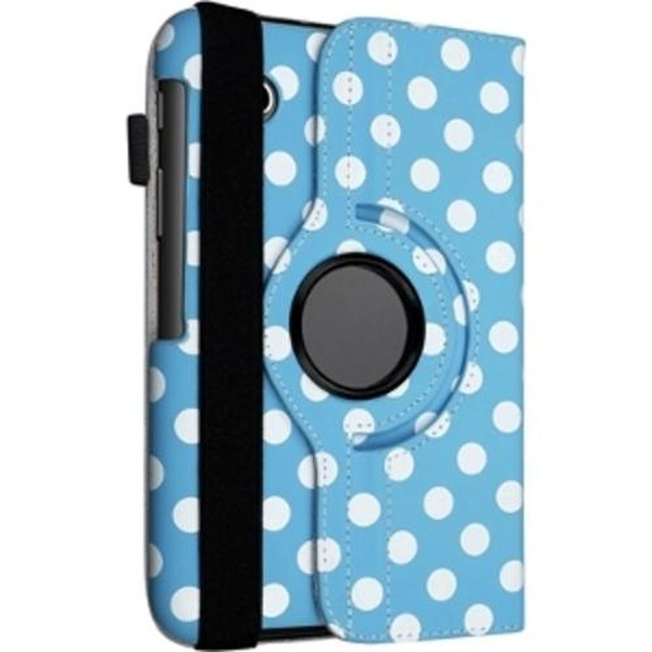 eForCity 7-Inch 360-Degree Swivel Leather Case for Samsung Galaxy Tab 2, Blue/White Polka Dot (PSAMGLXTLC53)