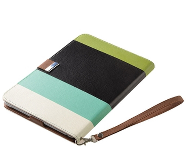 eForCity Wallet Leather Case for Apple iPad mini, Blue/Black/Green (PAPPIPDMLC73)