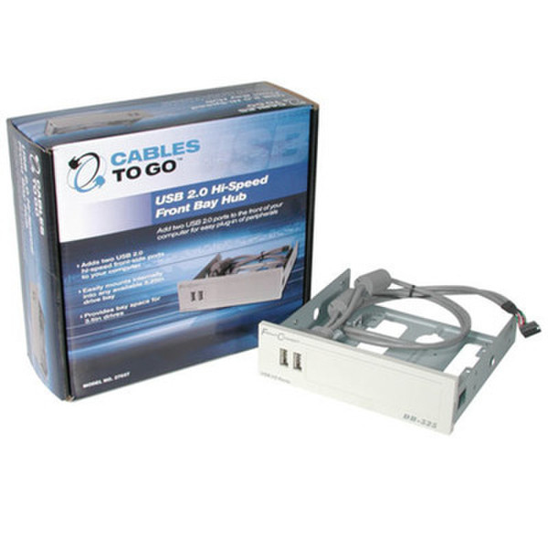C2G Port Authority 2 USB 2.0 Hi-speed Front-bay Hub 2-Port - Beige 480Mbit/s Beige interface hub