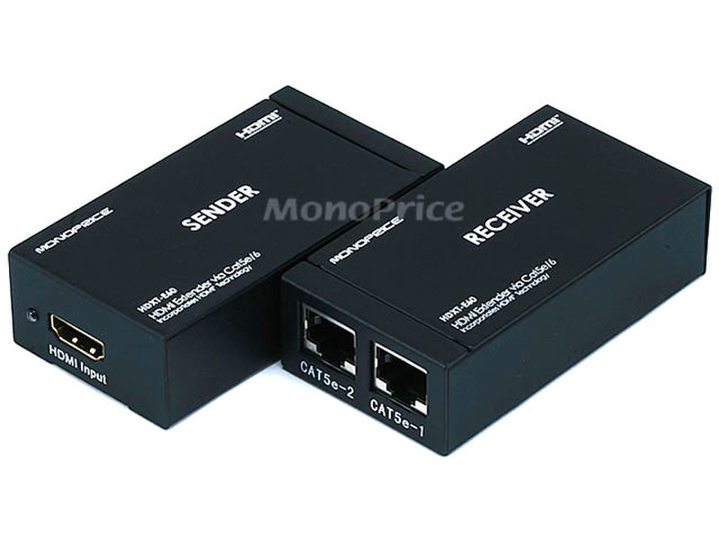 Monoprice HDMI Cat5e/CAT6 AV transmitter & receiver Black