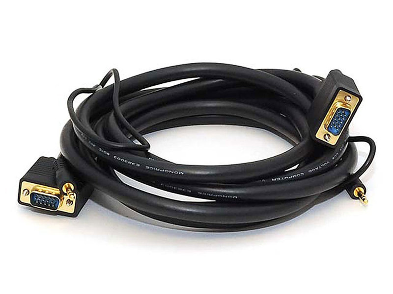 Monoprice 100558 1.8m VGA (D-Sub) VGA (D-Sub) + 3.5mm Black