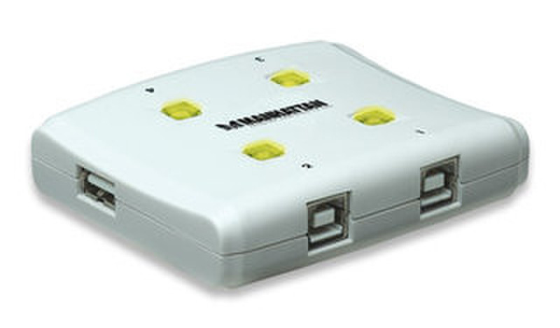 Manhattan Hi-Speed USB 2.0 Automatic Sharing Switch 480Мбит/с Белый хаб-разветвитель