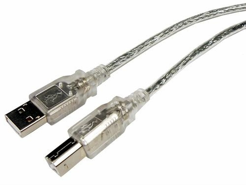 Cables Unlimited 15ft USB 2.0 A M - USB B M 4.5м USB A USB B Прозрачный кабель USB