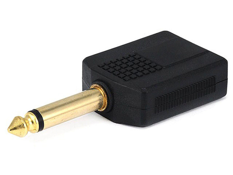 Monoprice 107218 6.35mm 2x 6.35mm Черный, Золотой кабельный разъем/переходник