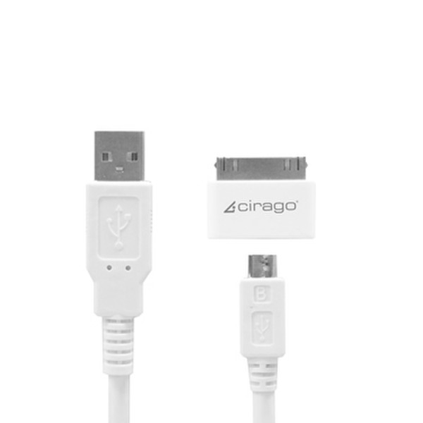 Cirago IMA1000 1.8м USB A Micro USB B/Apple 30-p Белый кабель USB