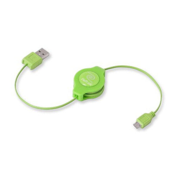 ReTrak ETCABLEMICGN 1м USB A Micro-USB B Зеленый кабель USB